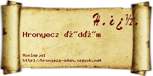 Hronyecz Ádám névjegykártya