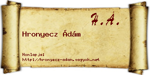 Hronyecz Ádám névjegykártya